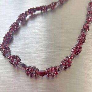 Bohemian garnet cluster necklace, 34 in.